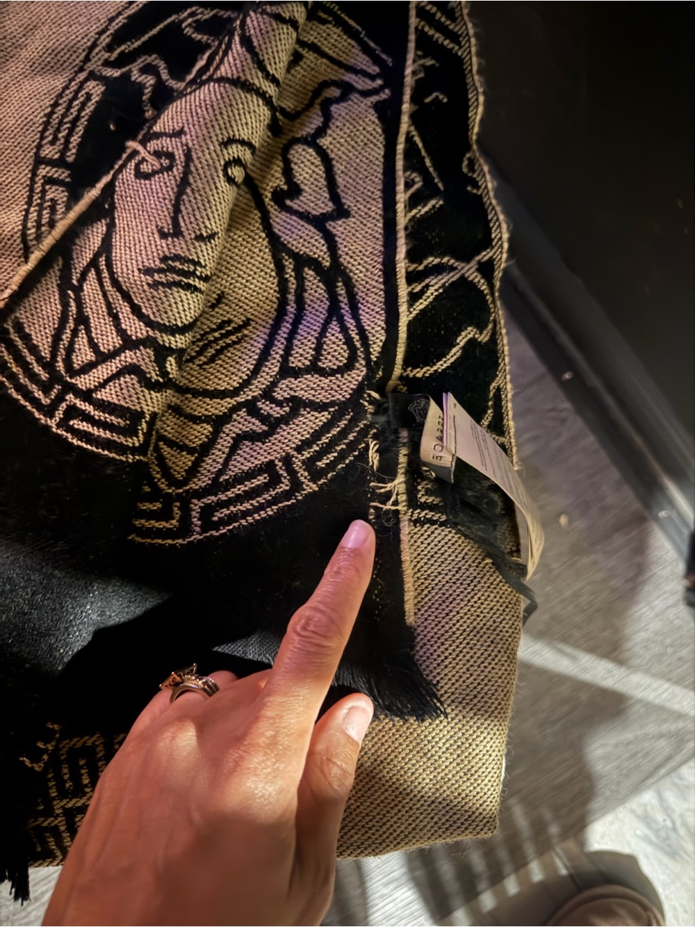 Versace Black and Beige Medusa Jacquard Throw - Picture 3 of 4